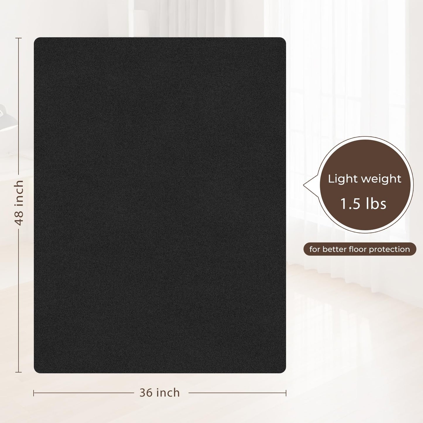 Office Chair Mat,Hardwood Floor Chair Mat Suitable for Hardwood and Tile Floors,Large Non-Slip Floor Protection Mat,Does Not Pill,Black(36"x48")