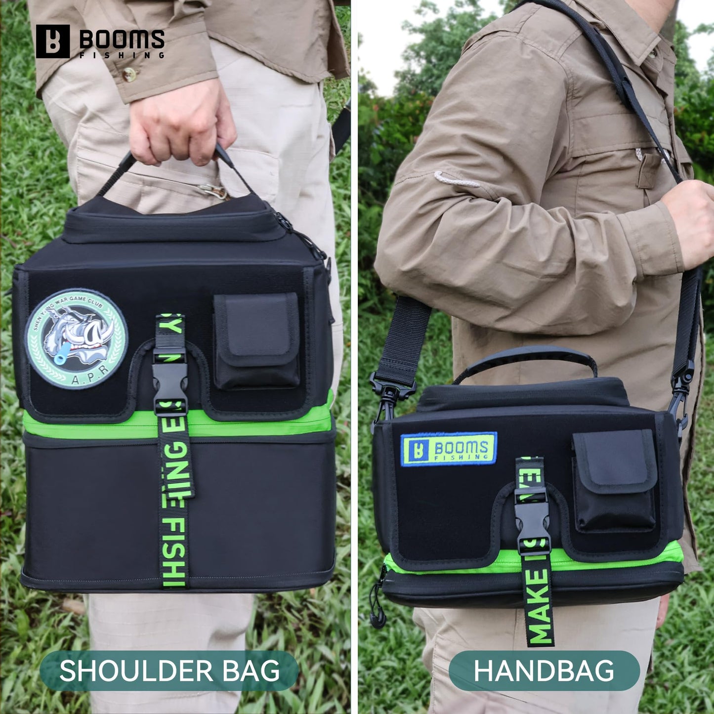 Booms Fishing Expandable Reel Bag - Double Layer Hidden Storage Case for 8 Reels - Protective Compartment, DIY Space for Tackle and Equipment - RC4 Cover