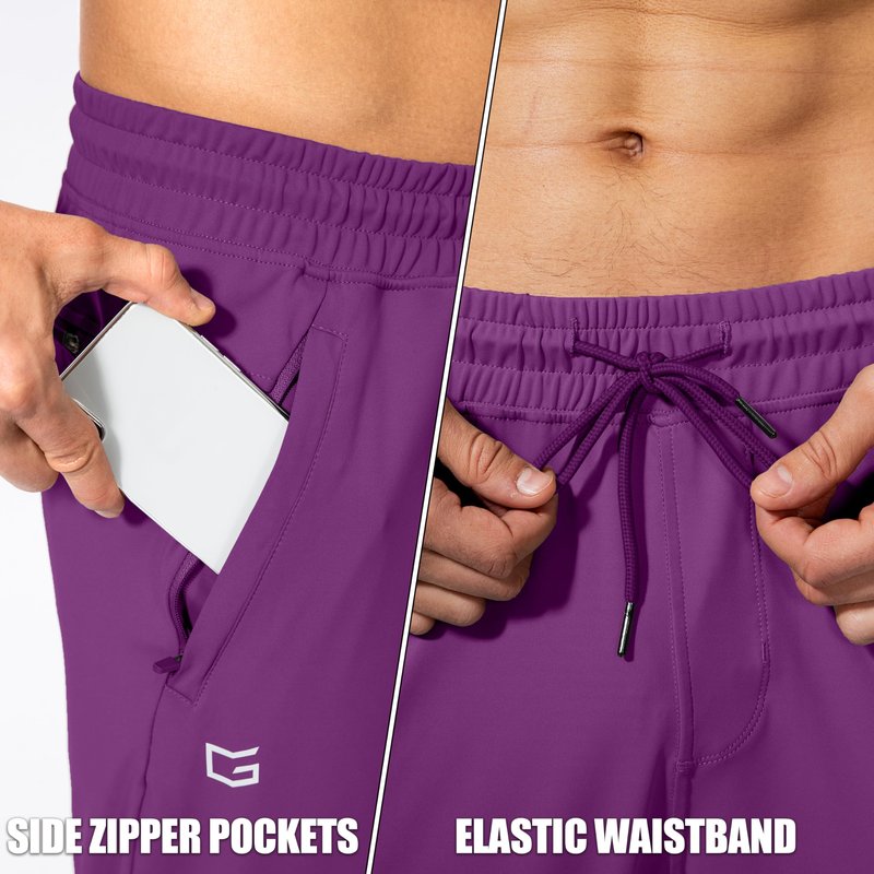 Men's Sweatpants with Zipper Pockets Athletic Pants Traning Track Pants Joggers for Men Soccer, Running, Workout (Purple, Large)