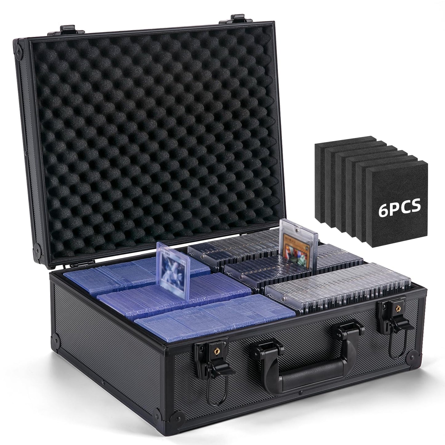 Trading Card Storage Box for 3" X 4" 35pt Toploaders 600+, Sturdy Secure Large Capacity Hard Case with 6 Foam Stoppers, Fits Toploader Magnetic Holders MTG Baseball Sports Card Storage Box Case