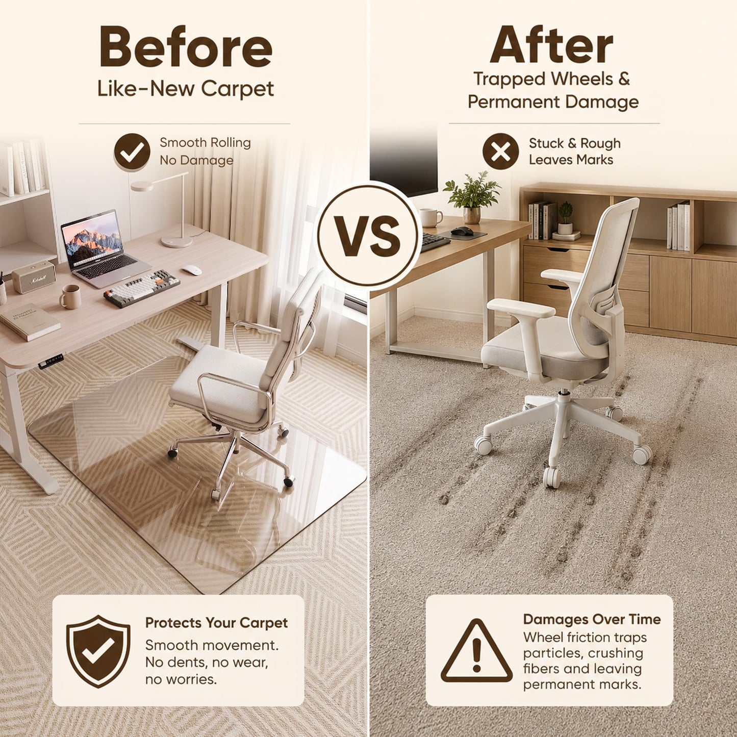 Antok Tempered Glass Chair Mat, 36"x48" Office Chair Mat for Carpet & Hardwood Floors, Heavy Duty 0.2" Desk Chair Mat for Smooth Rolling at Home or Office