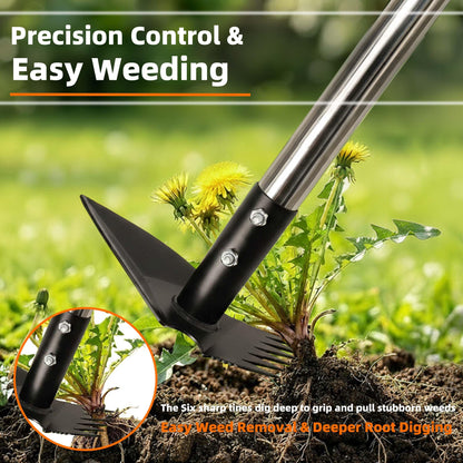 KLDOLLAR Weed Puller Tool with Long Handle, 62inch Efficient Weed Remover Tool, 2-in-1 Weed Rake and Hoe Garden Tool for Easy Weed Removal & Deeper Root Digging, Manual Weeder Tool for Yard Flower Bed