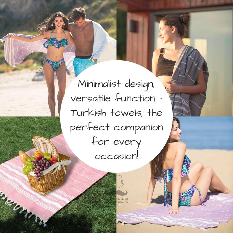 Turkish Beach Towel - 100% Cotton Quick Dry Sand-Free Striped Towel | Oversized 71x39 Inches in Sage Olive Green