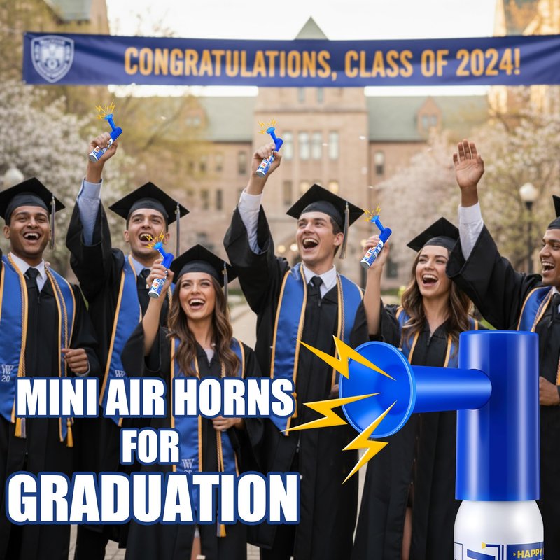 2 Pack Mini Air Horn for Personal Safety, 0.88 Oz Stadium Air Horn Prank, Portable Blow Noise Maker for Sporting Events, Football Games, Dogs, Party, Birthdays,Graduation Mini Noisemakers (Blue)