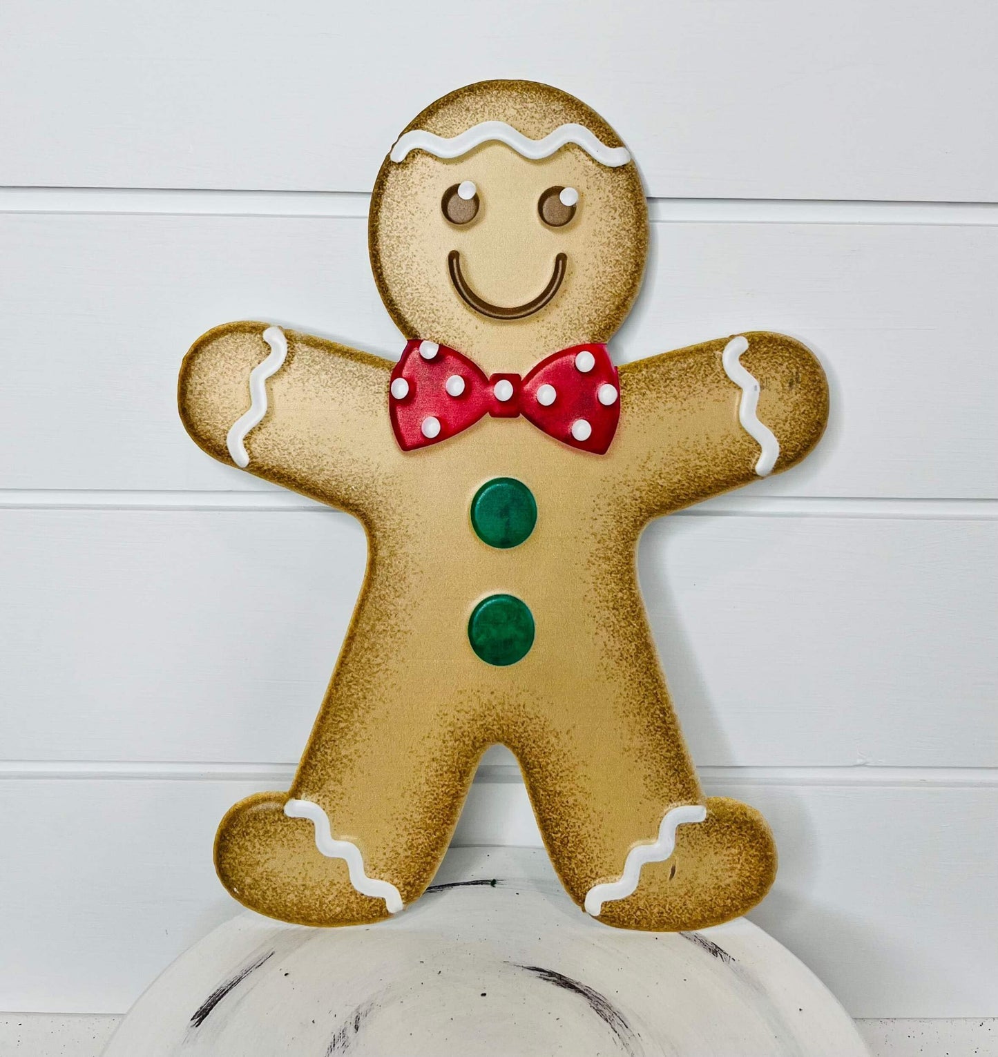 Craig Bachman CBI 13" Gingerbread Metal Sign for Wreath Accents, Door/Wall Hangers, Crafts or Decorations (1, Boy - Red, Green)