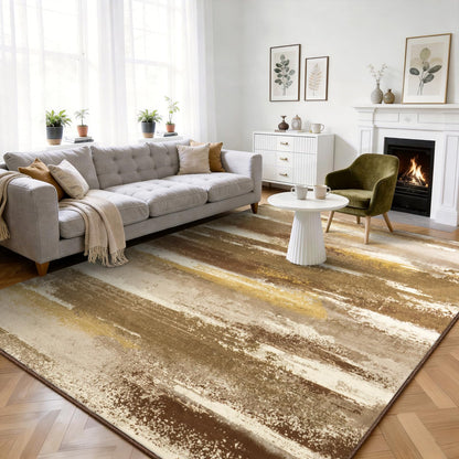plumlik Area Rugs for Living Room, 6x9 Brown Modern Abstract Rugs for Bedroom, Large Washable Boho Rug with Non-Slip Rubber Backing for Dining Room Dorm Classroom Farmhouse Kids Playroom