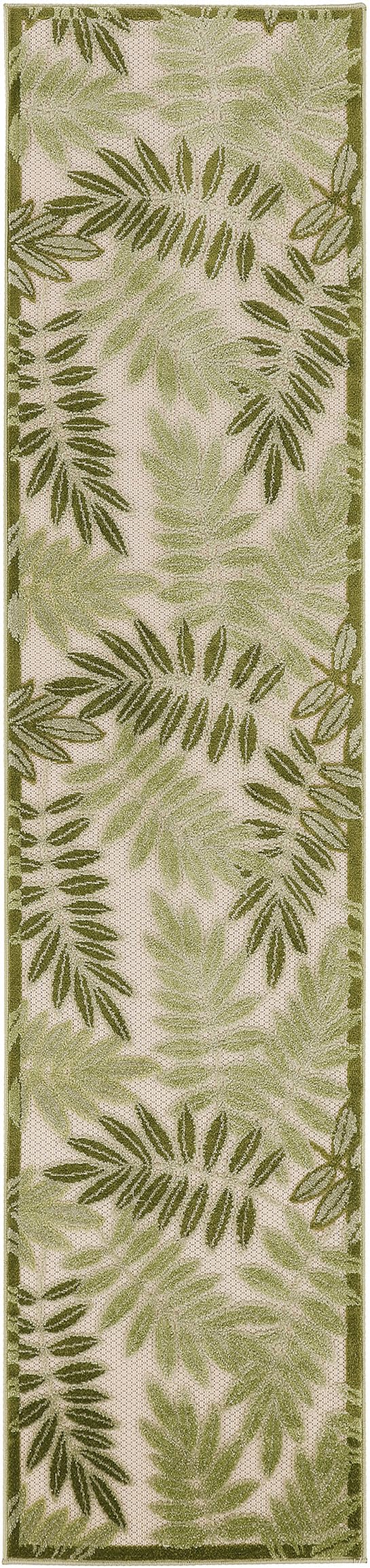Nourison Home Aloha Ivory Green 2' x 6' Area Rug - Easy Clean, Non Shedding, Bed Room, Living Room, Dining Room, Kitchen (6' Runner)