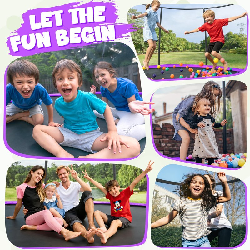 JELENS Trampoline 8FT 10FT 12FT 14FT 15FT 16FT, Recreational Trampolines with Enclosure Net, Outdoor Anti-Rust Trampolines for Kids and Adults, ASTM Approved