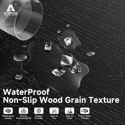 ATOPOSE Black Peel and Stick Floor Tile Waterproof | 36 - Pack 54Sq.Ft | Wood Vinyl Flooring - Nero | Easy DIY Installation for Living Room Kitchen Tool Storage Rental Friendly Basement
