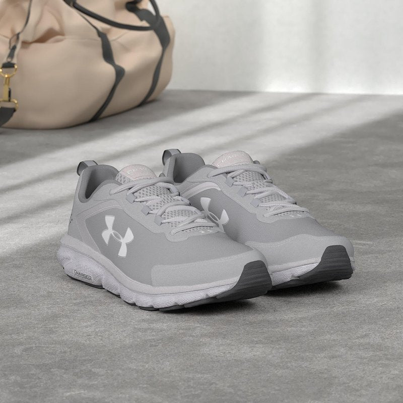 Under Armour Men's Charged Assert 9 Running Shoe, Mod Gray (101)/White, 12 X-Wide US