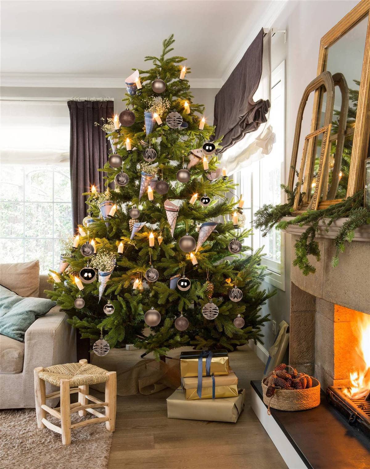 3.15" Christmas Ball Ornaments Brown 12 Pcs Shatterproof Christmas Tree Decorations Xmas Tree Medium Christmas Ornaments Balls with Hanging Loop for Halloween Wedding Holiday Party Wreath Home Decor