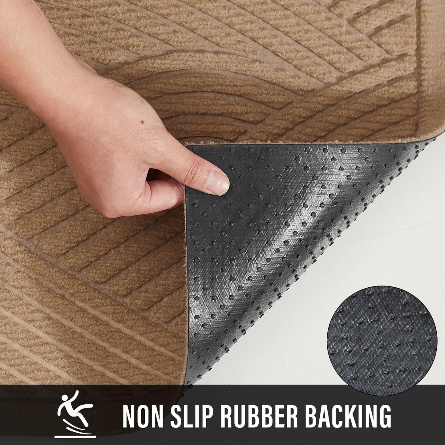 HIYARD Sturdy Front Door Mat, Absorbent Muddy Dirt Resist Welcome Door Mats Outdoor Indoor, Stain and Fade Resistant, Non-Slip Backing Entry Mat Low Profile Doormat for Entryway, 60×36, Beige