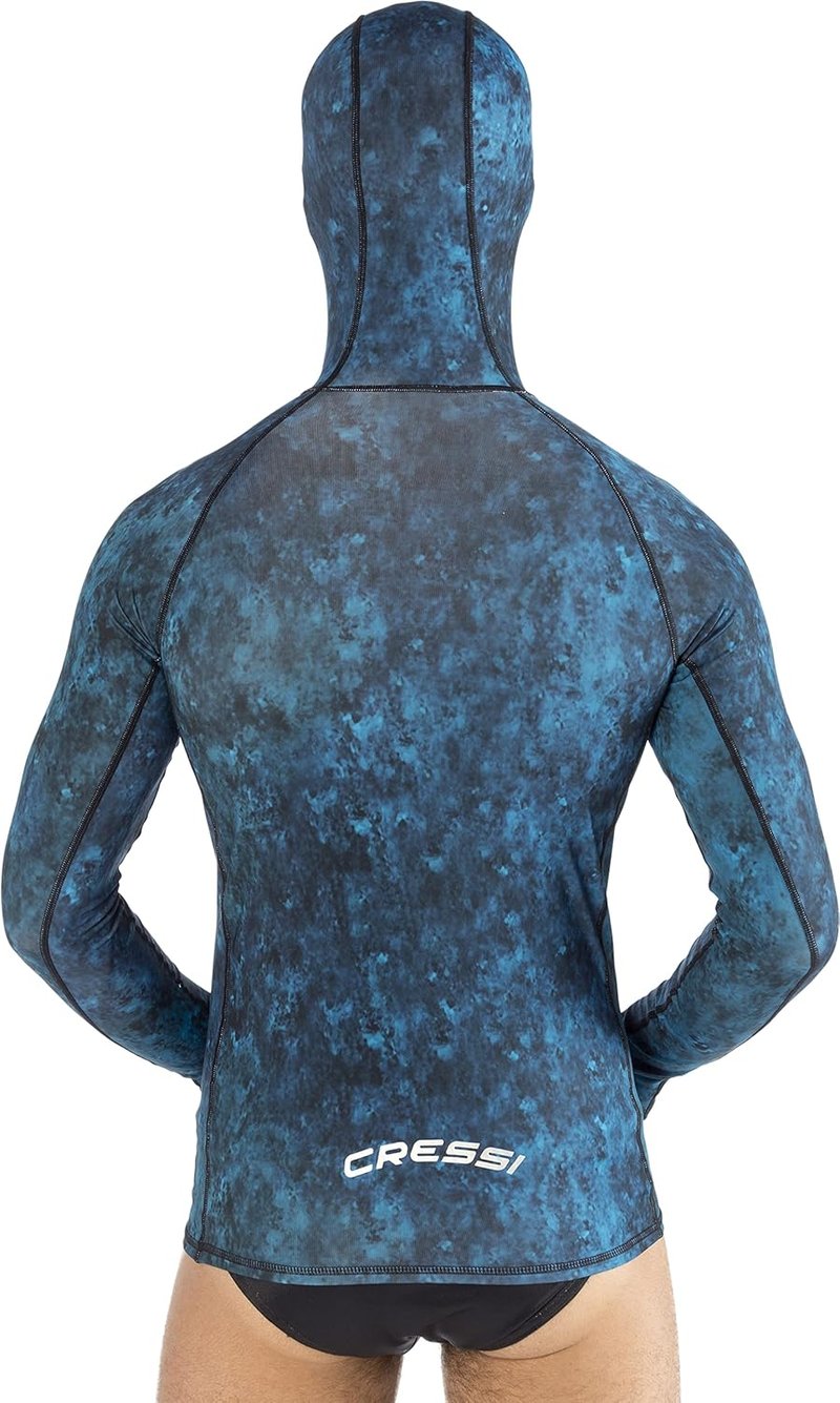 Cressi Hunter Hooded Rash Guard Top | Long Sleeve UV Protection Swimwear