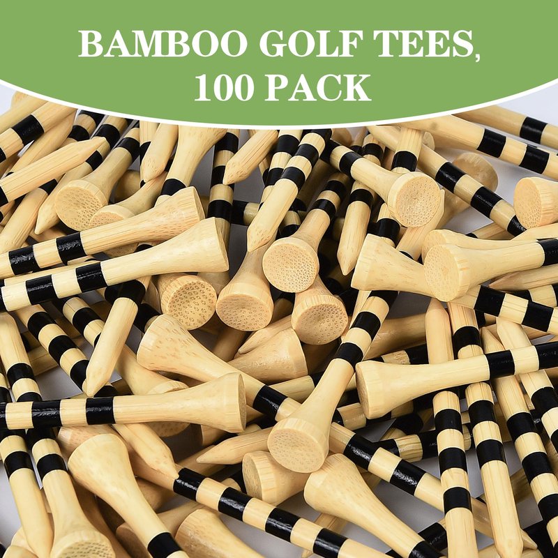Seticek Natrual Wooden 2-3/4" Golf Tees 100 Pack,Biodegradable Bamboo Golf Tees,More Sturdy and Stable,Natural Color
