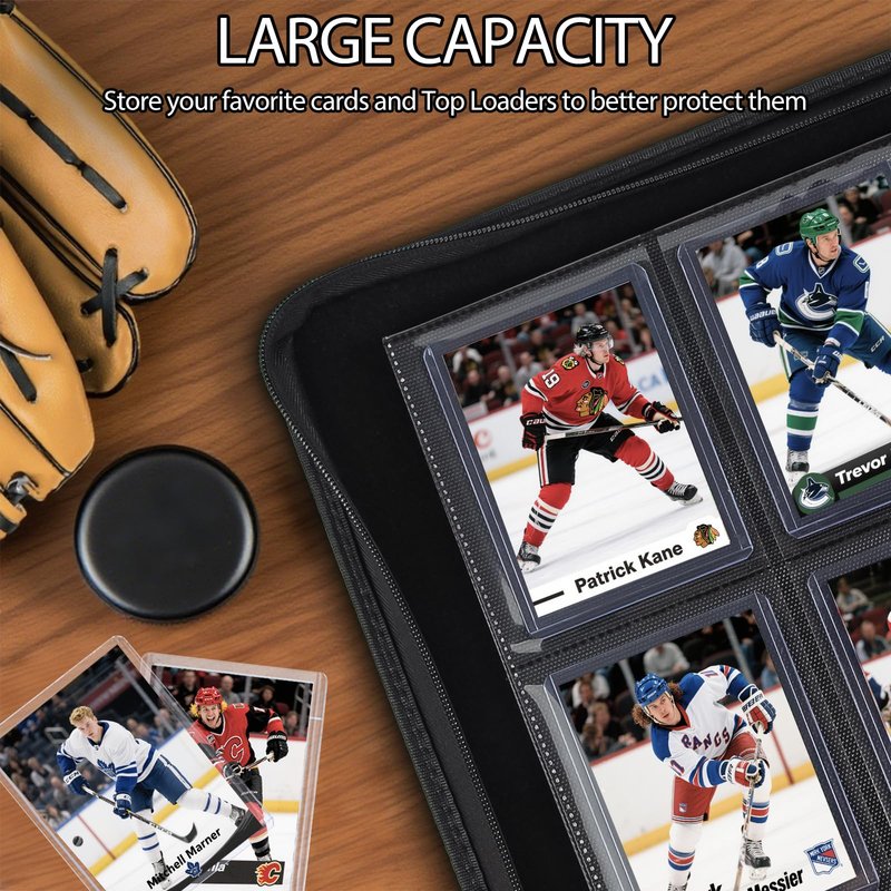 ULTRGEE 4 Slot Top Loader Binder, Top Loaders Collection Storage Album for Trading Cards and Sports Cards - Holds 112 Top Loader, NOT Suitable for Cards WITHOUT Top Loaders(Gray)