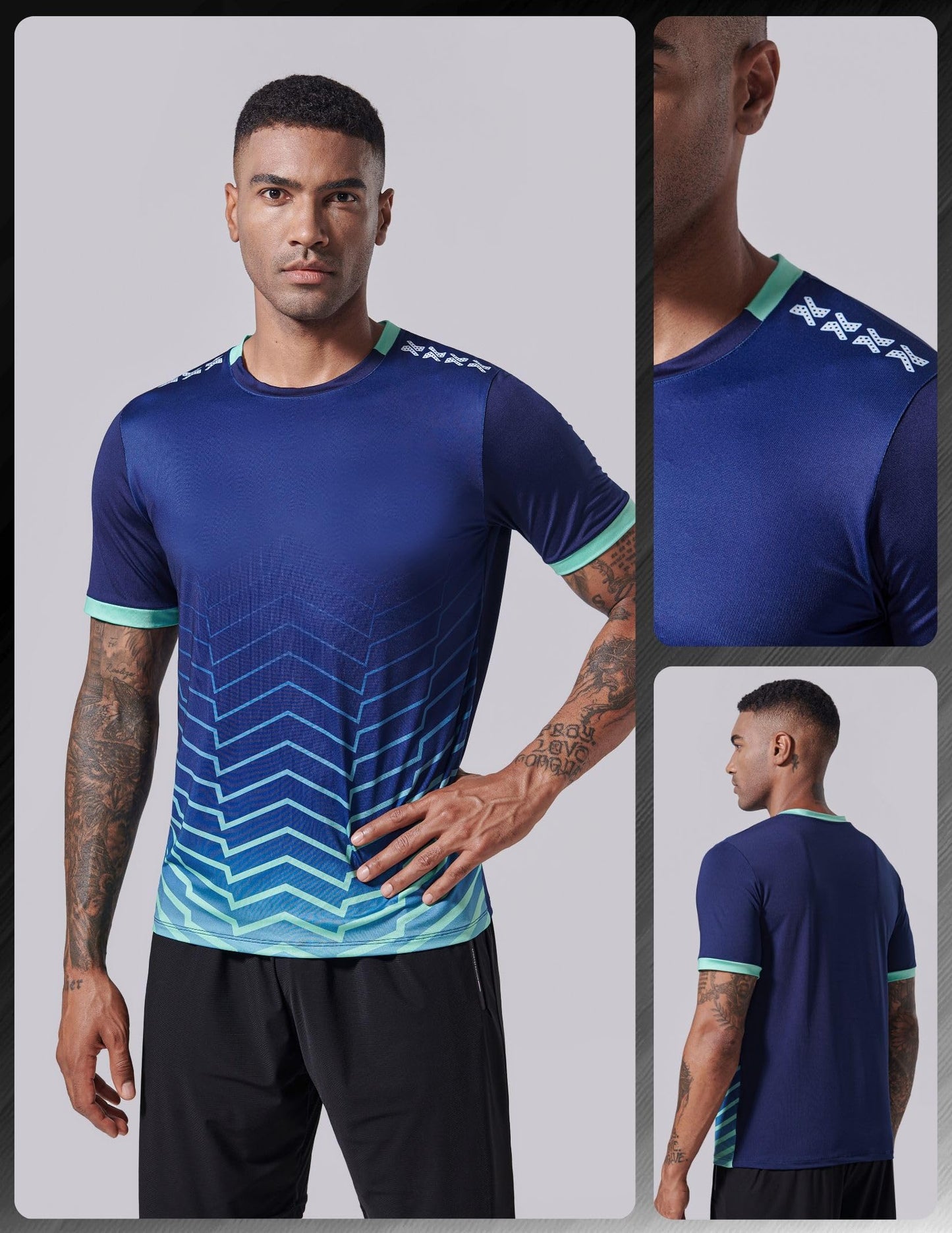 5 Pack Men’s Active Quick Dry Crew Neck T Shirts | Athletic Running Gym Workout Short Sleeve Tee Tops Bulk (Set 13, XX-Large)