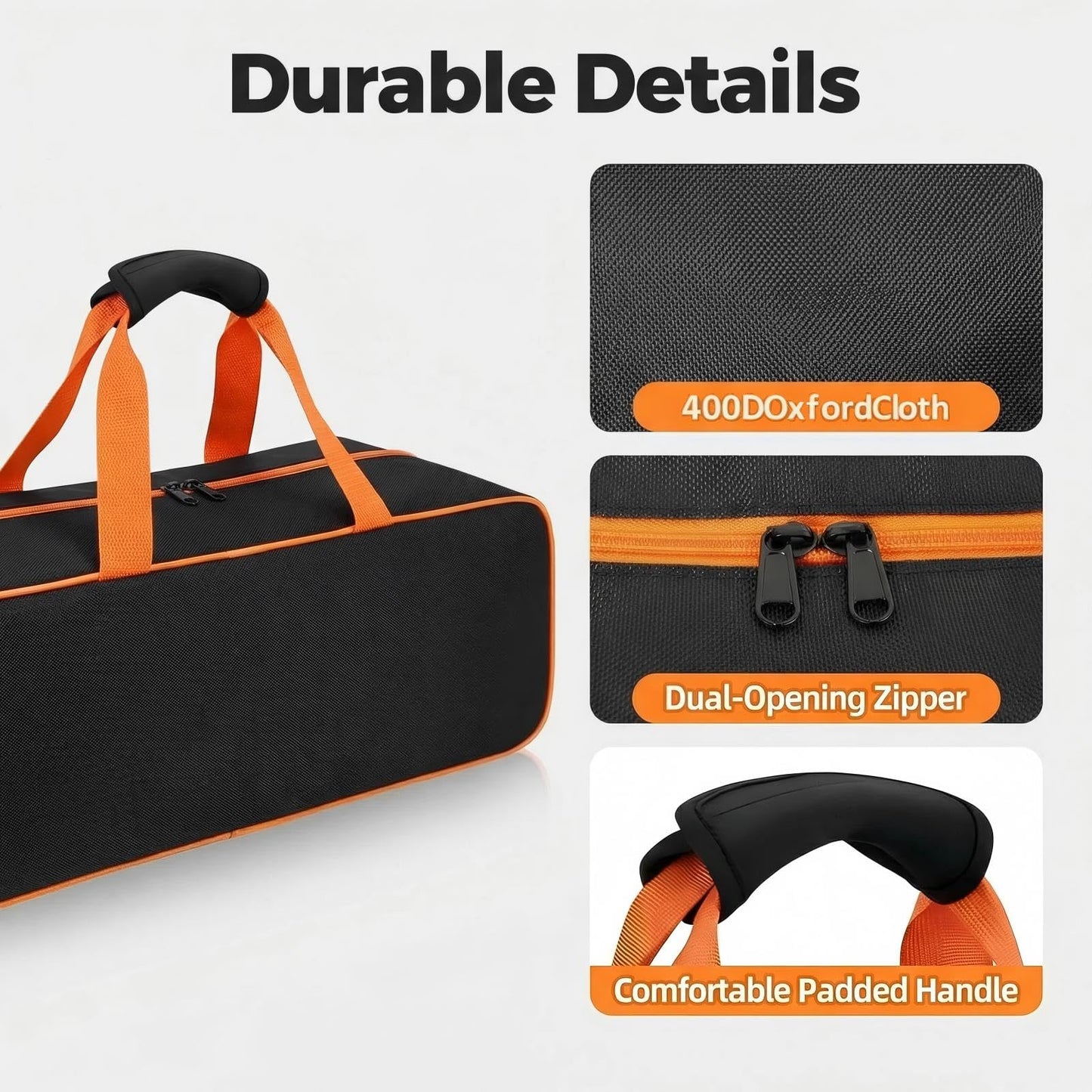 Heavy Duty Grill Tool Storage Bag, Large Capacity Grill Accessory Storage, Waterproof Oxford Grill Utensil Storage Compatible with Blackstone for Camping, RV Travel,(Bag Only)