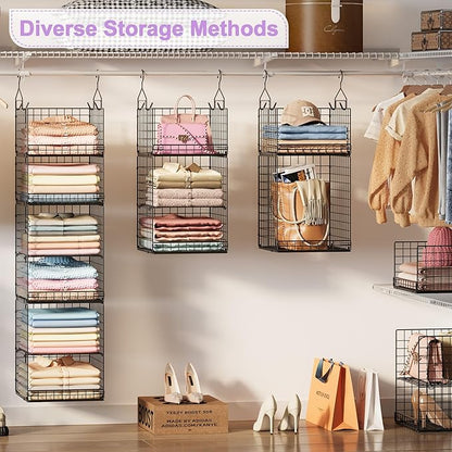 6 Tier Hanging Closet Organizers and Storage Stackable Hanging Closet Shelves