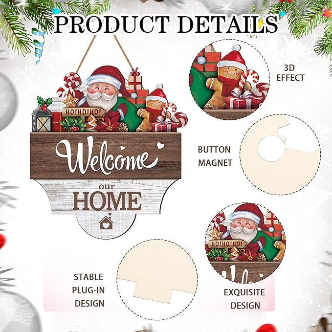 Yousoontic 17 Pcs 12 Inch Magnetic Welcome Door Sign Interchangeable Front Door Decor Rustic Fall Seasonal Hanging Sign Halloween Christmas Decor for Home Warming Gift(Bright Color,Classic Welcome)