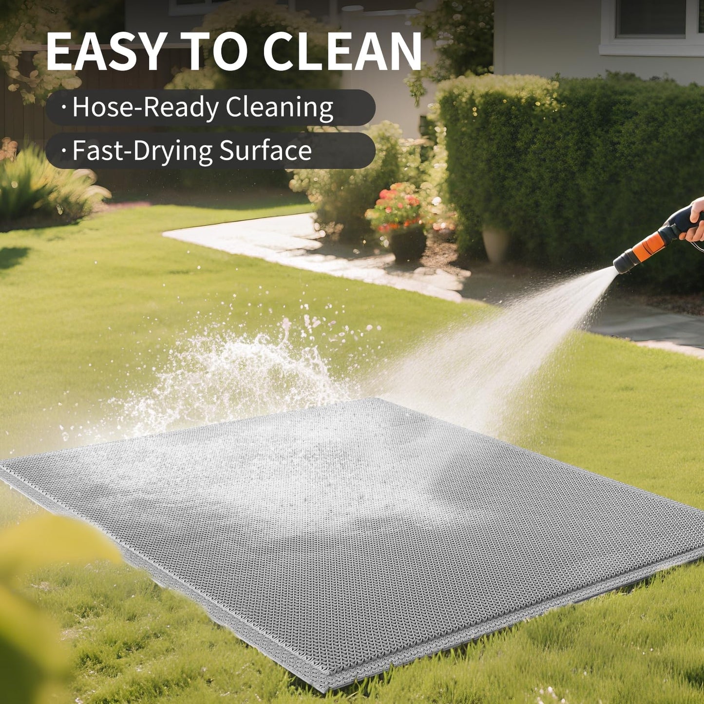 QiCaiJia Front Door Mat 31''x47'', Drainage Heavy Duty Dirt Trapping Non-Slip Doormats, Outdoor Rubber Floor Mats, Restaurant Commercial Kitchen Industral Pool Entrance Bar Wet Area, Grey