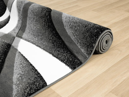 Modern Abstract Area Rug Hand Carved Contemporary Geometric Vibrant Colors Carpet for Living Room Bedroom Design PR1001 (Grey, 5' x 7')