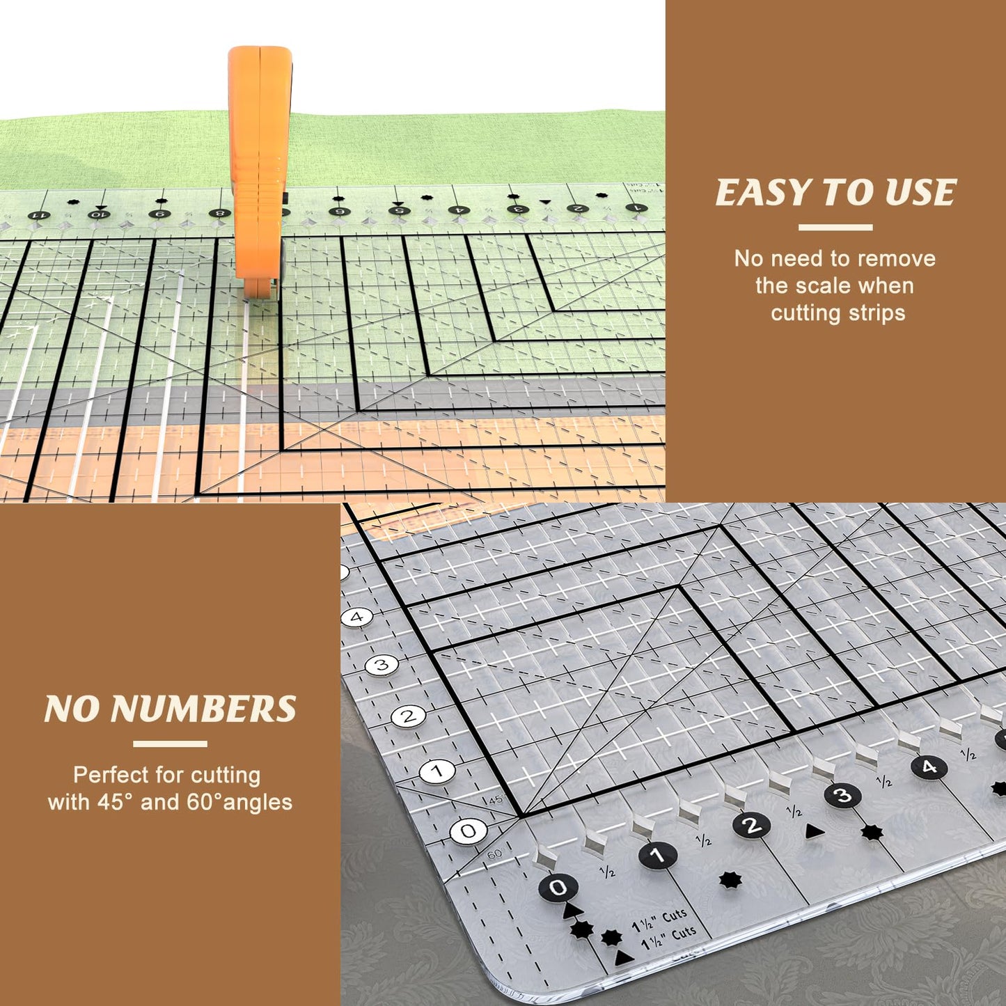Slotted Quilting Ruler 17-3/4in x 22in - Ruler for Quilting with Laser-Cut Acrylic Template, Professional Quilting Rulers Kit for Long Arm Sewing & Crafting