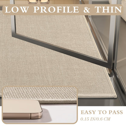 YIHOUSE Beige Bathroom Rug Sets 2 Piece, Absorbent Bath Mat for Bathroom Non Slip Washable, Bath Room Mat Quick Dry, Thin Bath Rug Set for Toilet and Floor(17"x24"+17"x47")