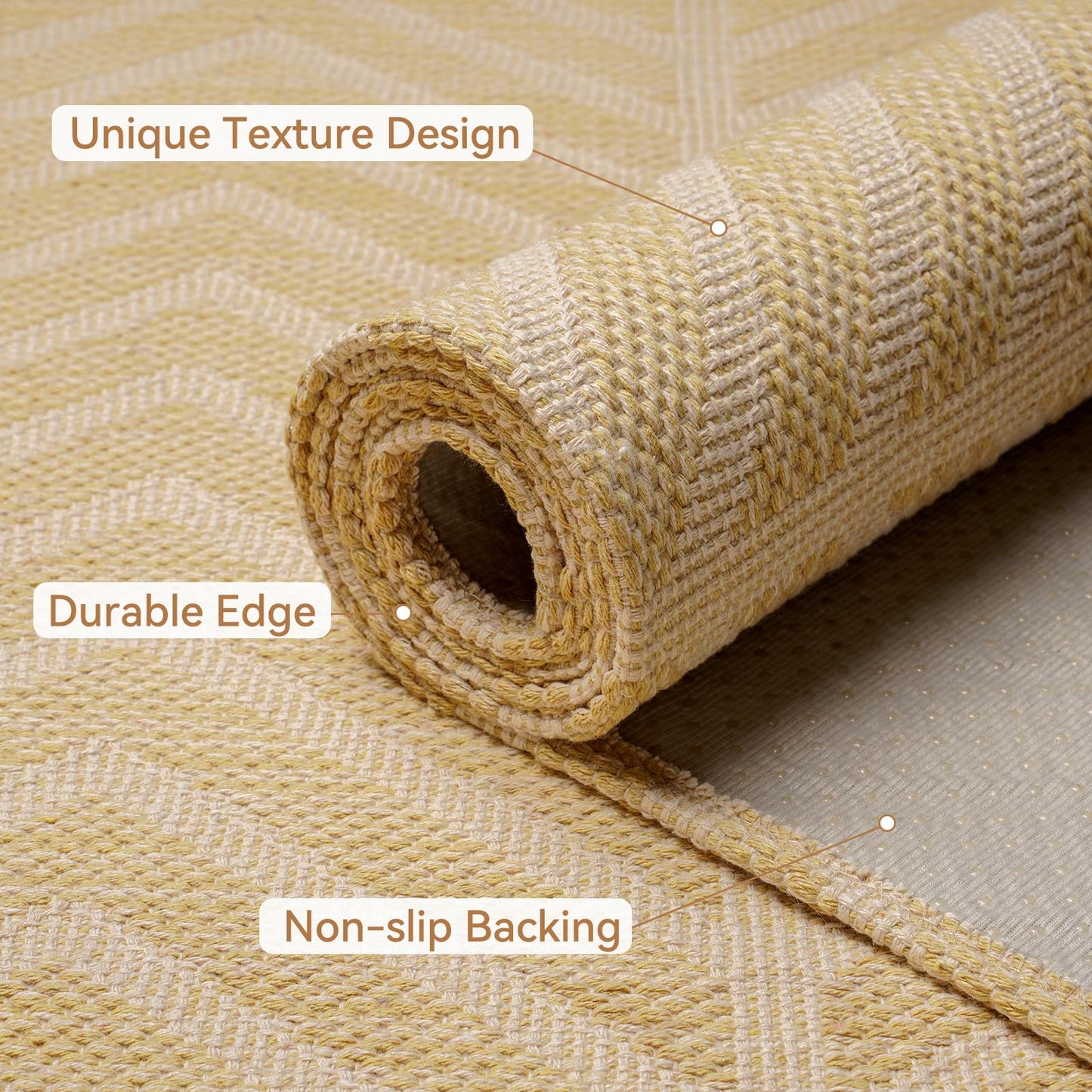 QiCaiJia Washable Entryway Rug 2x3 - Non Slip Small Door Mat Indoor Entrance - Low Profile Front Door Mats for Inside House - Boho Woven Foyer Rug - Absorbent Mud Mat for Entryway,Mudroom(2'x3',Brown)