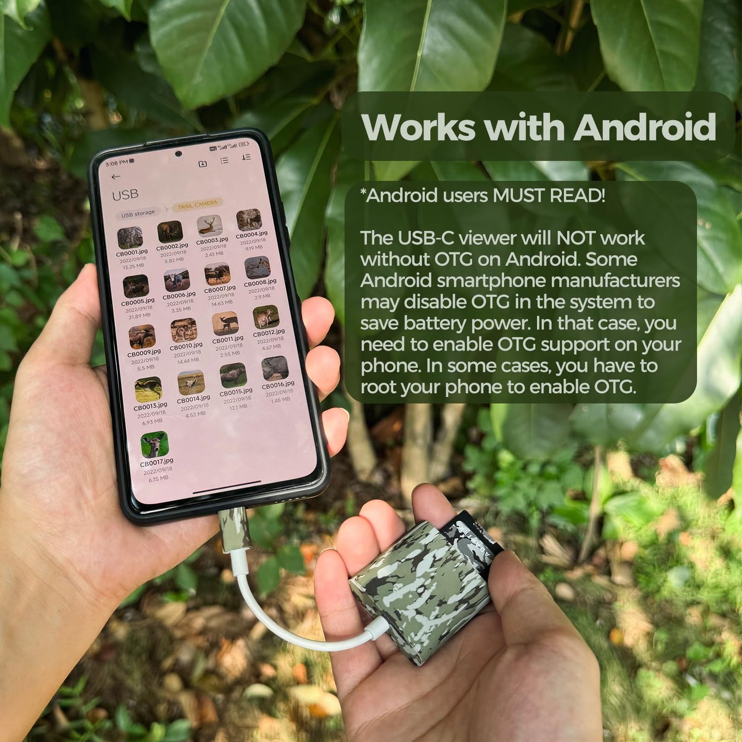 Trail Camera Viewer, Game Camera SD Card Reader for Hunters to View Images and Videos for iPhone 6S, SE, 7, 8, X, 11, 12, 13, 14 Series