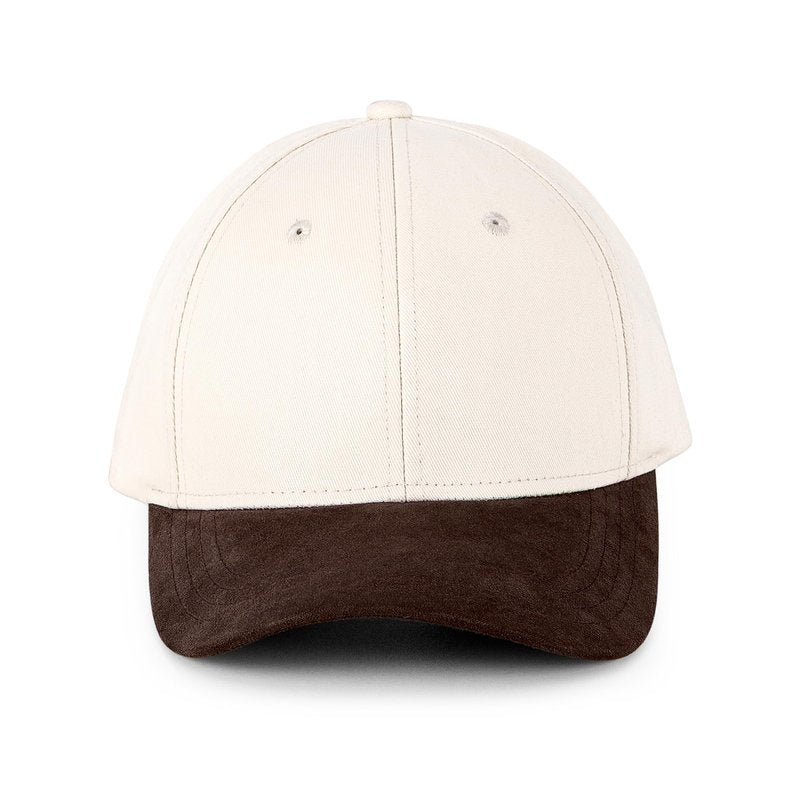 Mens Cap, Plain Baseball Cap, 100% Cotton, Adjustable Size, Casual Hat, Two Tone Color Combinations (White & Brown)