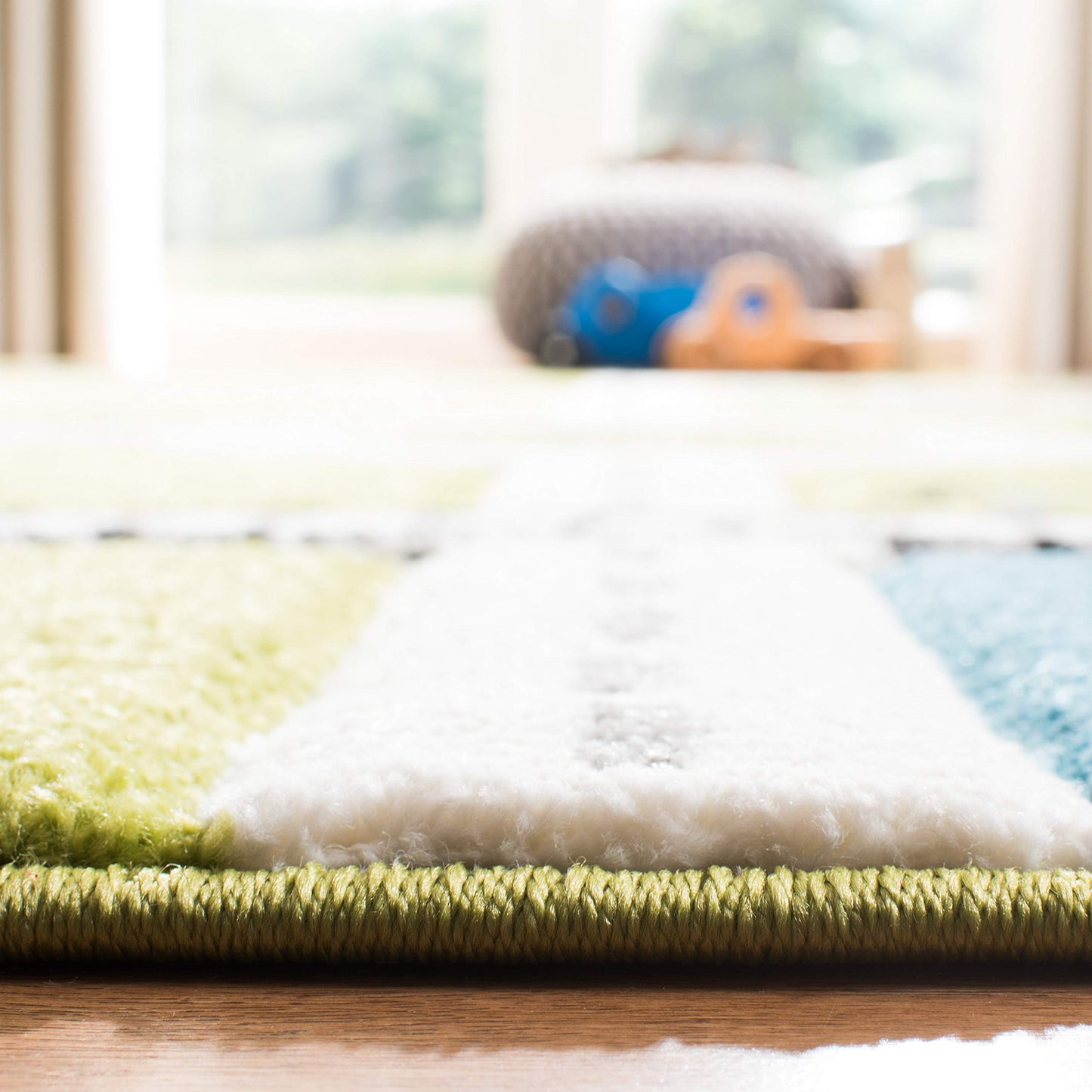 SAFAVIEH Carousel Kids Collection 2'3" x 6' Green/Ivory CRK192Y Neighborhood Road Non-Shedding Playroom Nursery Bedroom Runner Rug