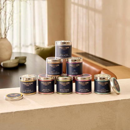 Charles Farris Luxury Scented Candle – Tin, Hand-Poured, Long Lasting, Clean Burning, 300g / 10.5oz, Burns for up to 40 Hours, Made in England – Cloves, Tobacco & Mint Tea – British Expedition