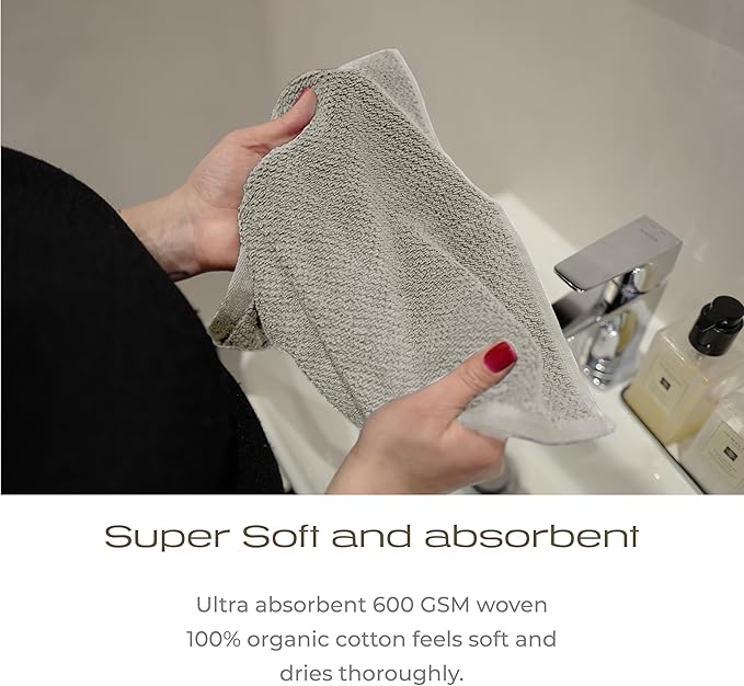 Luxury Silver-Infused Beige Washcloths 4-Pack, 12.9"x12.9"