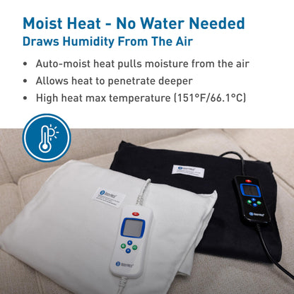 BodyMed Digital Moist Heating Pad with Auto Shut Off Heating Pad for Neck and Shoulders, Back Pain and Muscle Discomfort Relief - 14 x 27 Inch, White