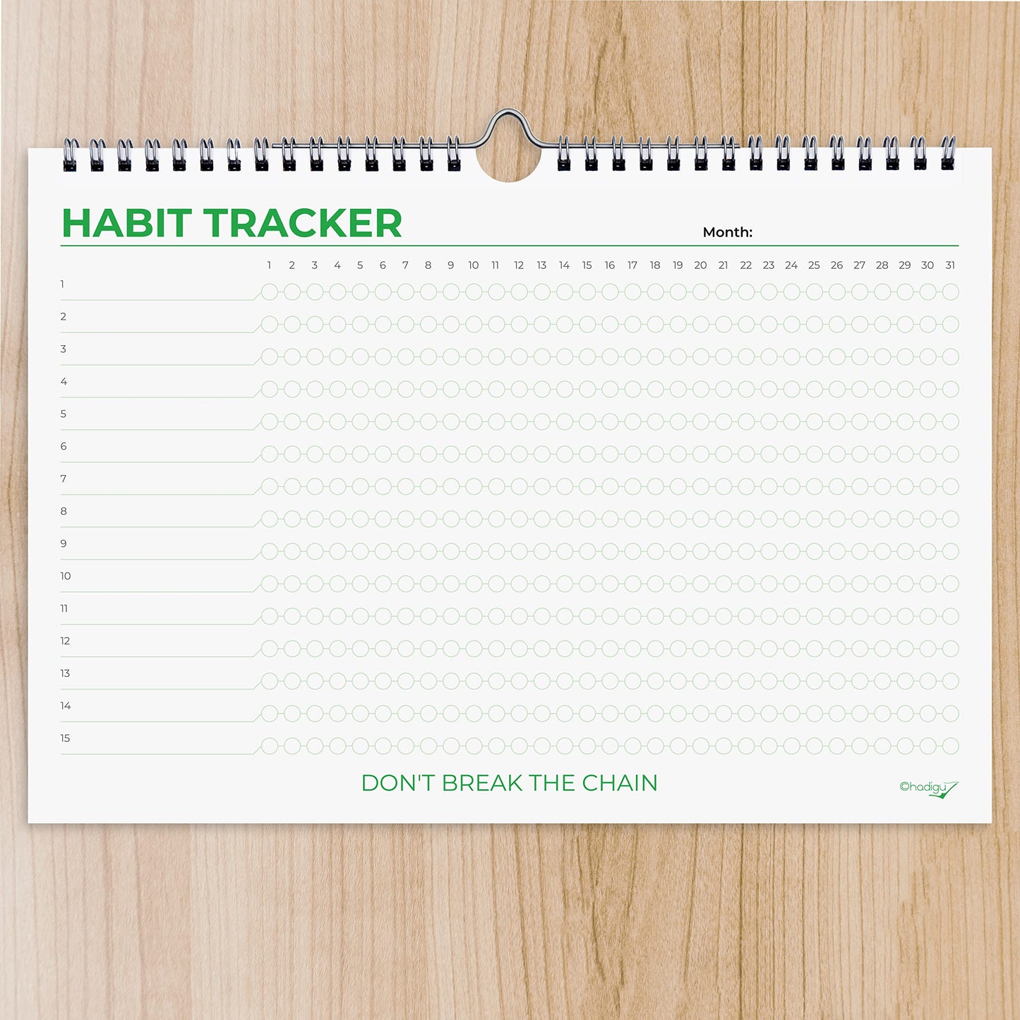 Hadigu Habit Tracker Calendar (Undated 12 Month) Colorful Motivational Design, Spiral Bound and Hanger, A4 Size (8,3"x11.7") Quality Heavy Paper, Monthly Habit Tracker Journal, Goal Tracker, Workout