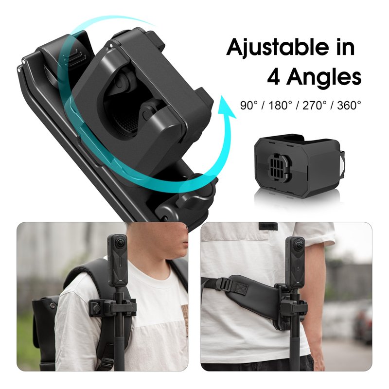 STARTRC VCR Selfie Stick Holster Backpack Strap Clip Mount for Insta 360 X5 X4 Air Go Ultra ACE Pro 2 Ajustable Quick Release for pro Hero 13 12 Max 2 for DJI osmo Nano Action 6 5 Accessories