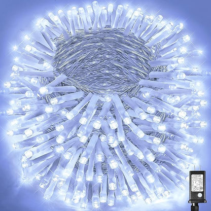 1000 LED Christmas Lights Outdoor - 328FT Christmas String Lights 8 Modes Clear Wire Waterproof Plug in Twinkle Fairy String Lights for Indoor Outdoor Home Party Garden Decoration, Cool White