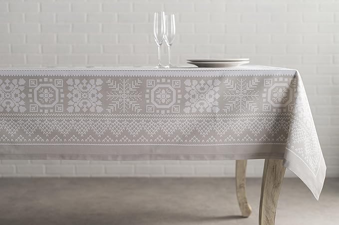 Maison d' Hermine Table Cloth Square Table 100% Cotton 60 x 60 Inches Fall Tablecloth Reusable Everyday Use for Thanksgiving Christmas Decorations Dining Farmhouse Party (Cozy Christmas)