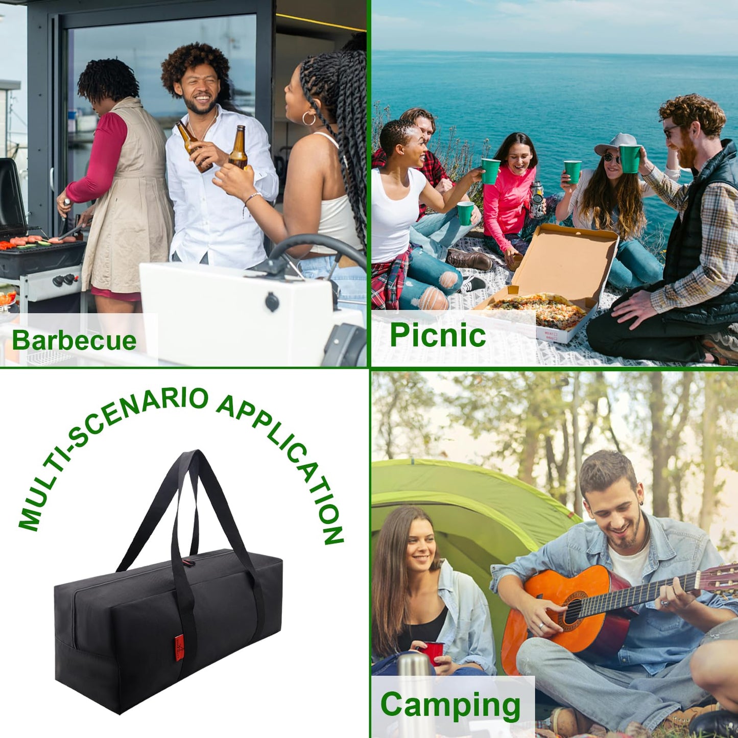 Extra Thick 24" Storage Bag Grill Tool Organizer Pro, BBQ Tool Heavy Duty Storage Bag, Double Layer 600D Oxford Cloth Waterproof (2x Thickness), Foldable Design, Camping, Tailgating, BBQ Party Gift