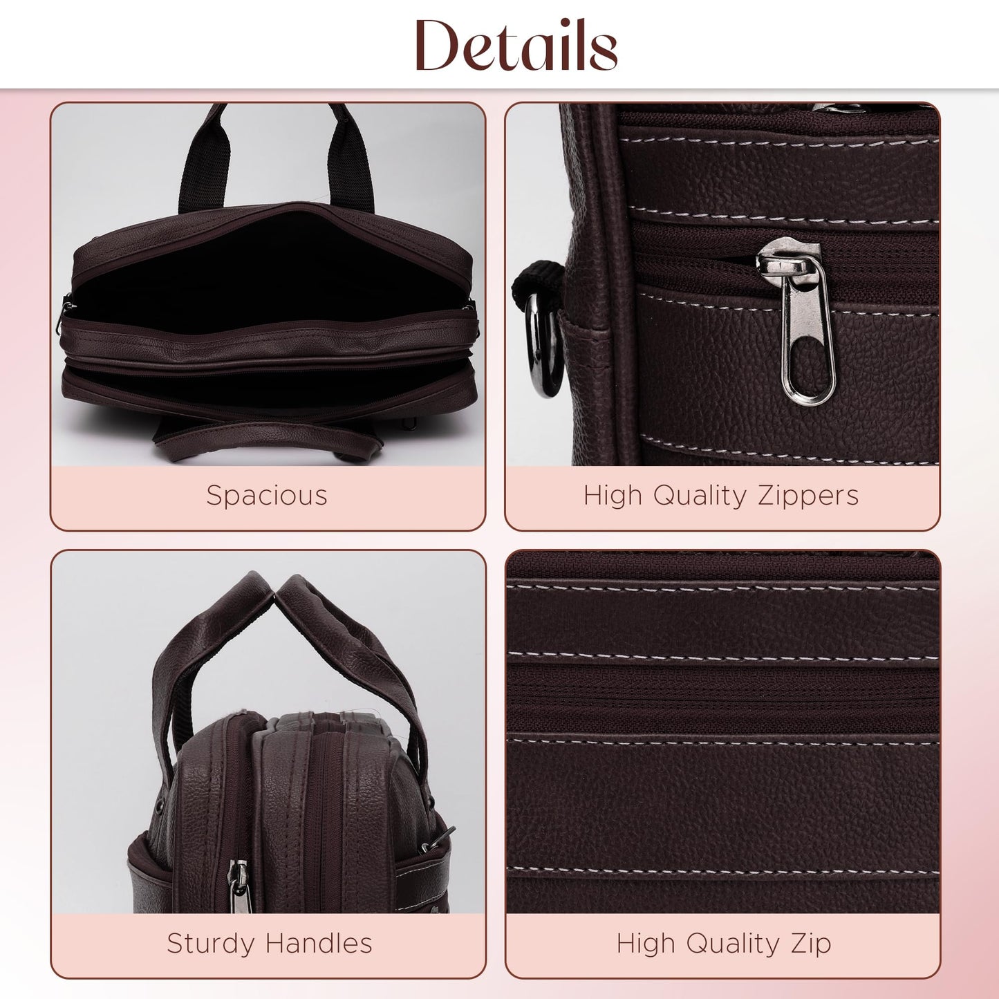 Brown Vegan Leather Laptop Messenger Bag for Men 14.6 Inch – Professional Business Briefcase, Waterproof Office Shoulder Bag with Adjustable Strap, Multi-Pocket Work Satchel for Travel & Daily Use