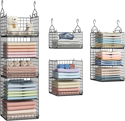 5 Tier Closet Hanging Organizer and Storage Separable Hanging Closet Shelves