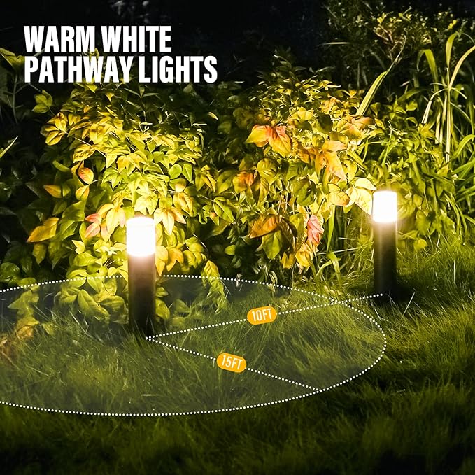 GOODSMANN Low Voltage Bollard Light 2 Watt LED Landscape Lighting 2700K Warm White Weatherproof Pathway Lights Bronze Outdoor Walkway & Sideway & Driveway Round Path Light with Cable Connector