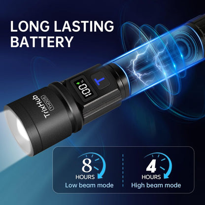 TrixHub Rechargeable Flashlights 2 Pack, Super Bright High Lumens Flash Light, 5 Modes Zoomable Linternas with LCD Digital Display, Powerful Handheld LED Flashlights for Home Emergencies Camping