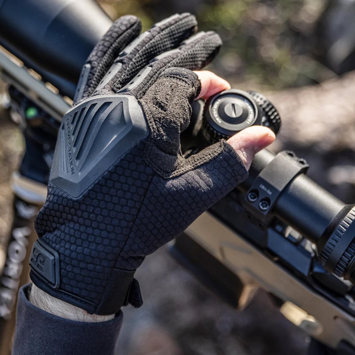 Glove Station The Paintball Work Gloves - Black (XL), Suede Leather Palm, Knuckle Protection for Men, 2 Fingerless Design for Paintball, Riding and Motorcycle Use