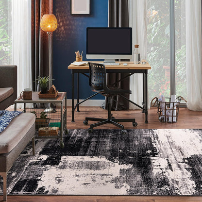 Rugshop Modern Abstract Design Non Shedding Soft Ideal for Living Room,Bedroom,Kitchen Area Rug 5' x 7' Black