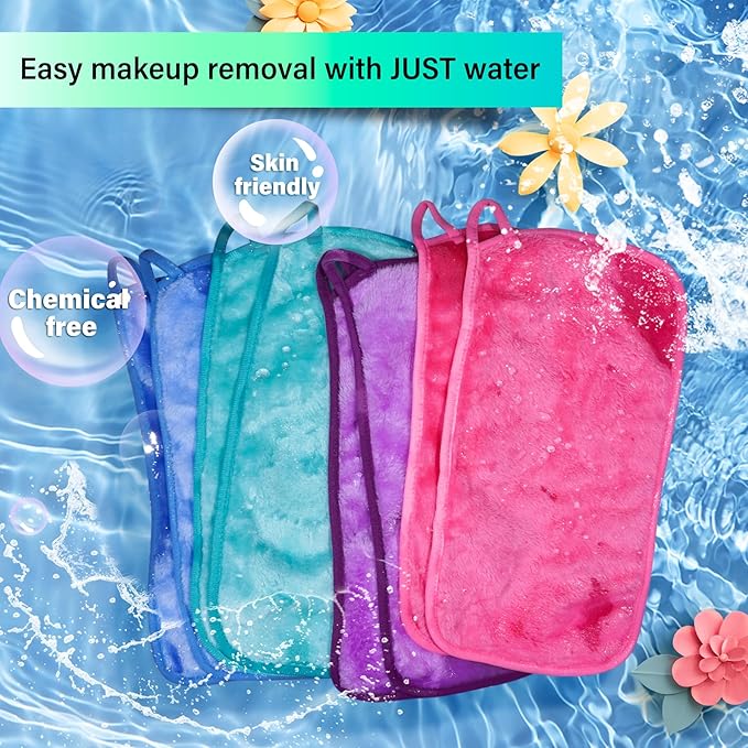 Nugilla Makeup Remover Cloths, 8 Packs Makeup Remover Towels Reusable Face Wash