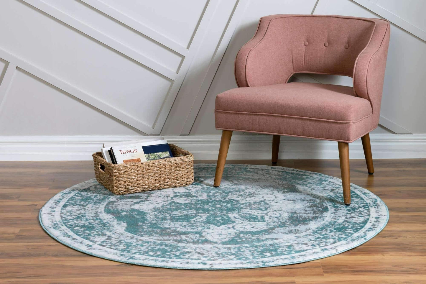 Unique Loom Sofia Collection Area Rug - Salle Garnier (5' 3" Round, Turquoise/ Blue)