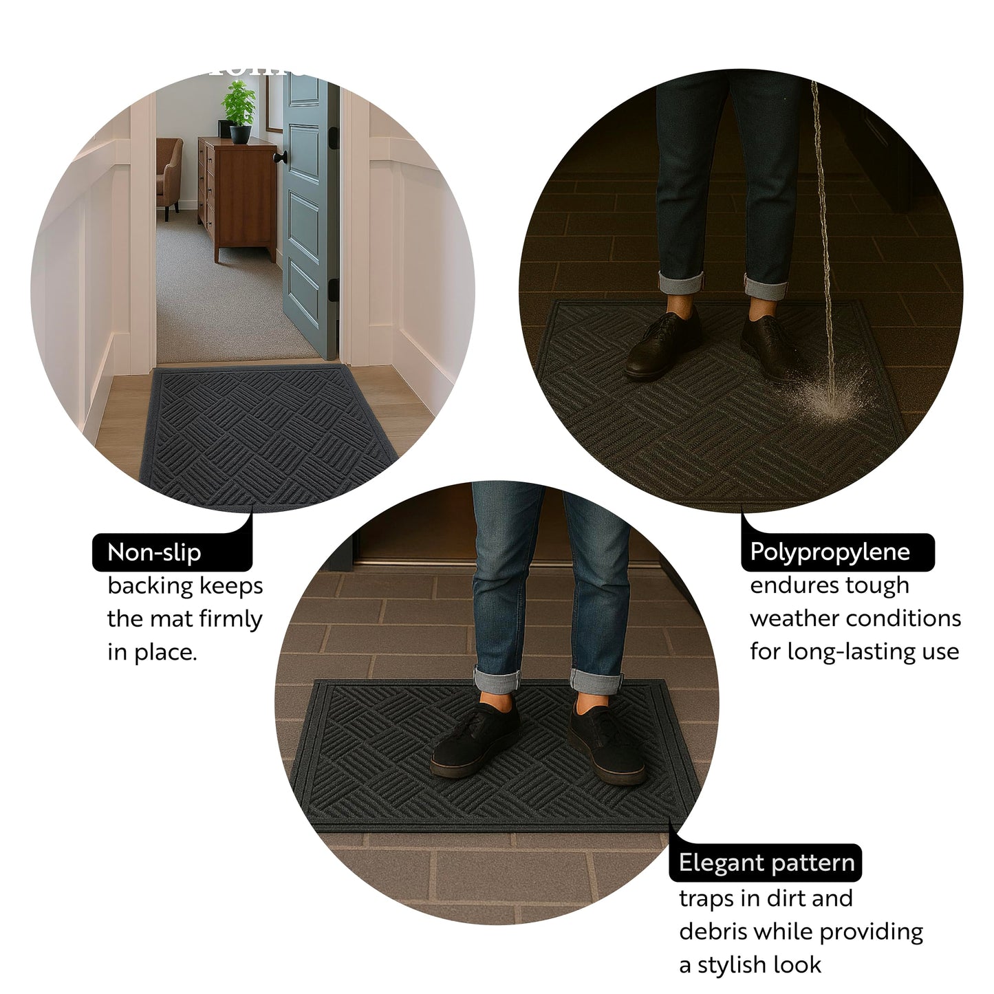 Restaurantware-Comfy Feet 60 x 36 Inch Floor Mat, 1 Diamond Outdoor Floor Mat - No Slipping, No Skid Backing, Black Polypropylene Utility Mat, Does Not Get Stained, heavy-duty