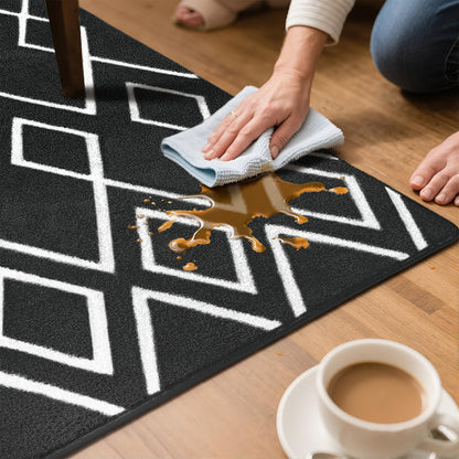 Rtizon Soft Area Rug for Bedroom, 6x9Ft Moroccan Rugs for Living Room, Geometric Non-Slip Carpet with Memory Foam for Boys Girls's Bedside Office Dining Room Farmhouse,Black and White