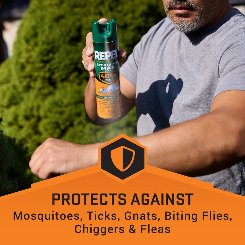 Repel Insect Repellent Sportsmen Max Formula 40% DEET, 6.5 Ounces, Long-Lasting Aerosol Insect Repellent Spray Repels Mosquitoes, Ticks, Gnats, Biting Flies, Chiggers And Fleas